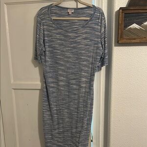 LuLaRoe Blue and White Striped Dress